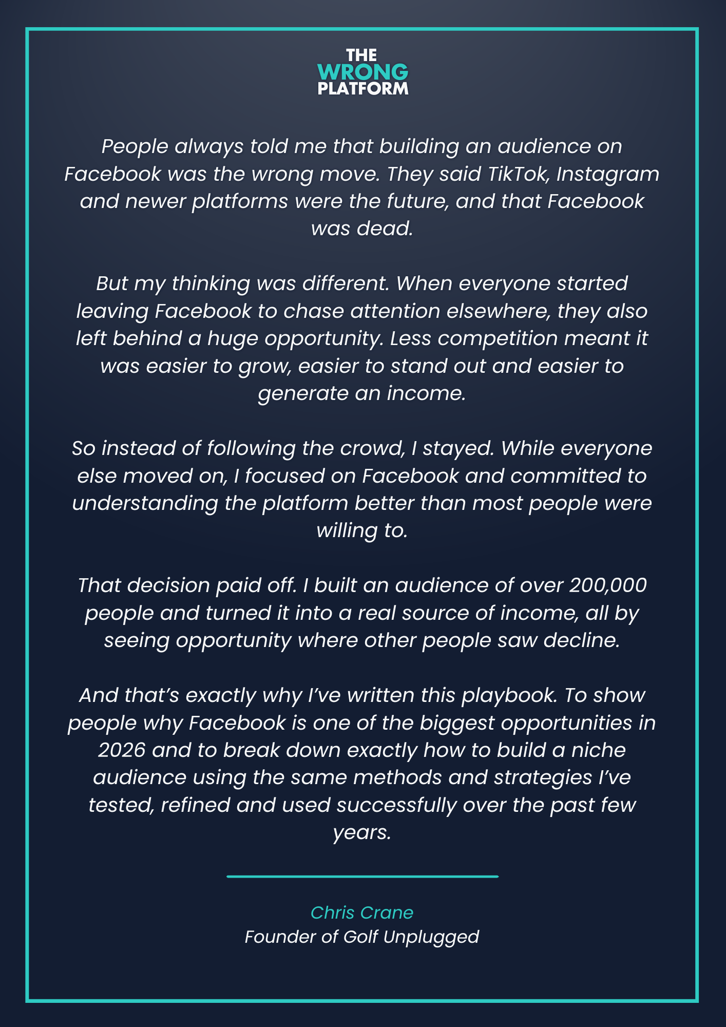 The Wrong Platform: The Facebook Opportunity
